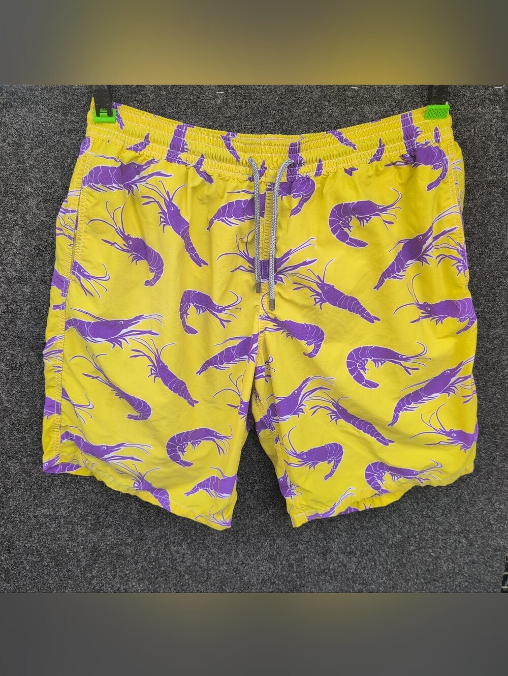 Vilebrequin Swim Trunks Mens XXXL Yellow Purple Shrimp Print Board Shorts